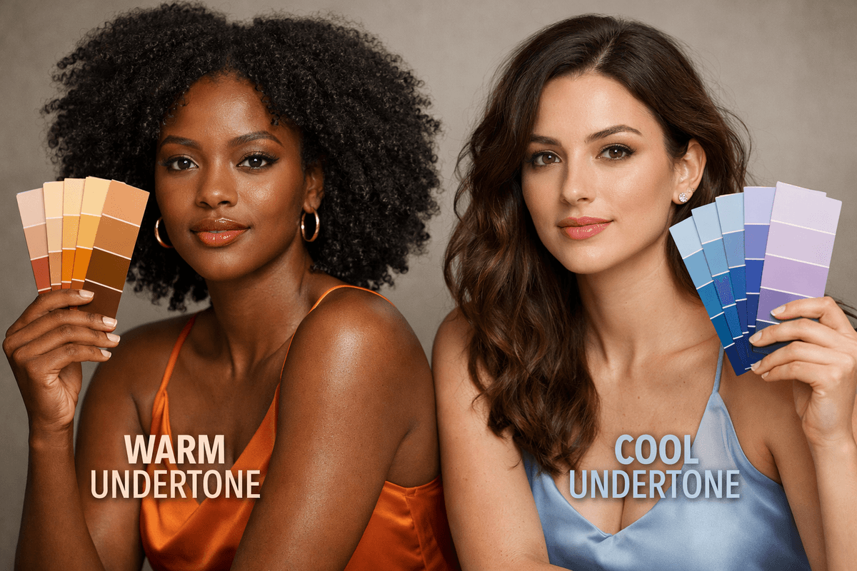 Comparação lado a lado de análise de subtom quente e frio em duas mulheres