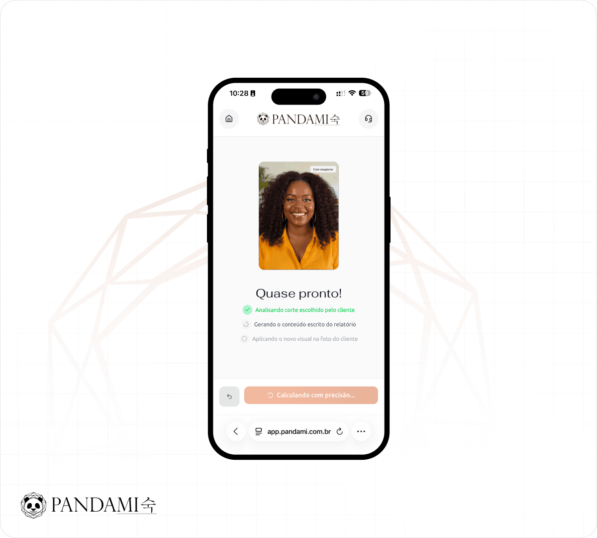 Interface de análise de fotos do simulador de cortes com IA da Pandami