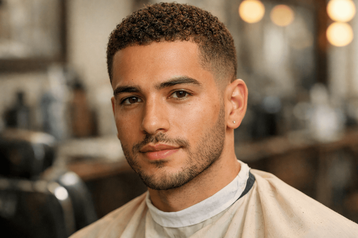 Buzz cut em cabelo cacheado mantendo definição de cachos em comprimento curto