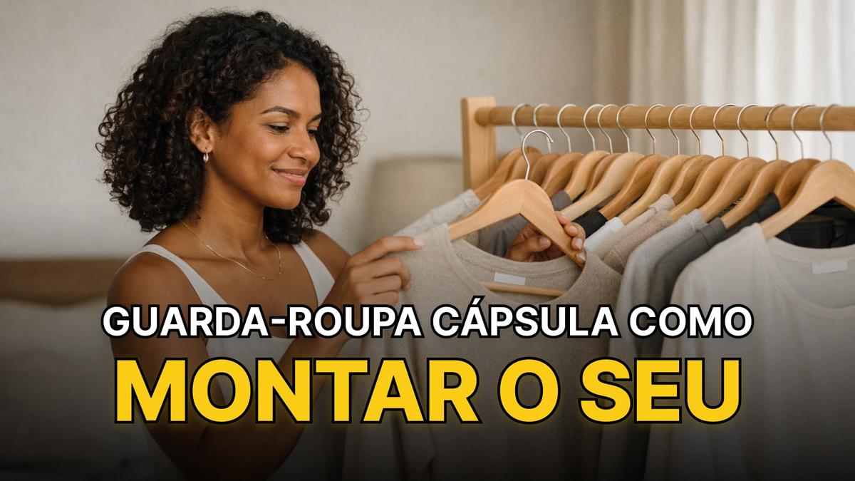 Mulher montando seu guarda-roupa cápsula em poucos passos