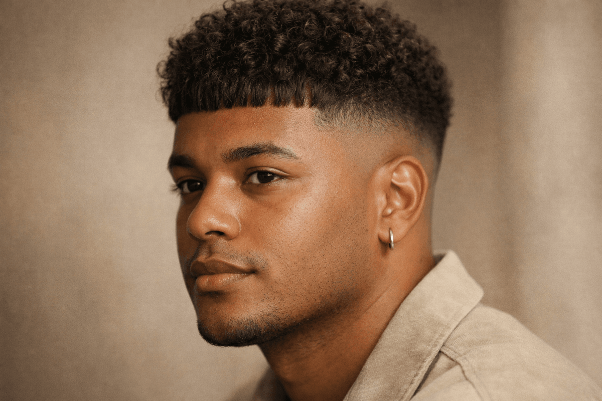 French crop com mid fade mostrando linha de degradê na altura média