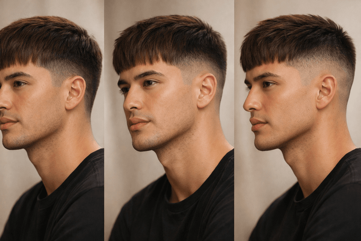 Sequência mostrando low fade, mid fade e high fade no mesmo modelo