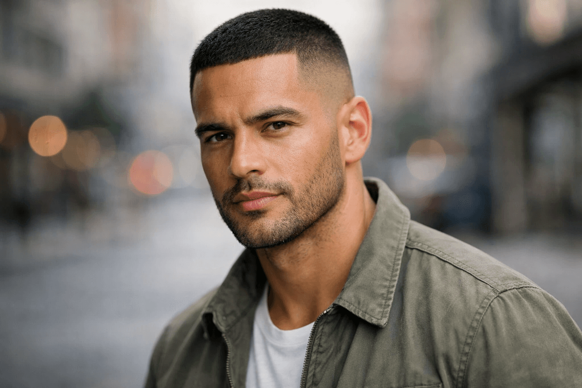 Homem brasileiro com cabelo liso militar