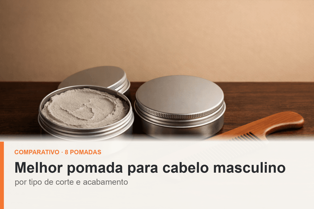 Latas de pomada para cabelo masculino sem rótulo, capa do comparativo por tipo de corte