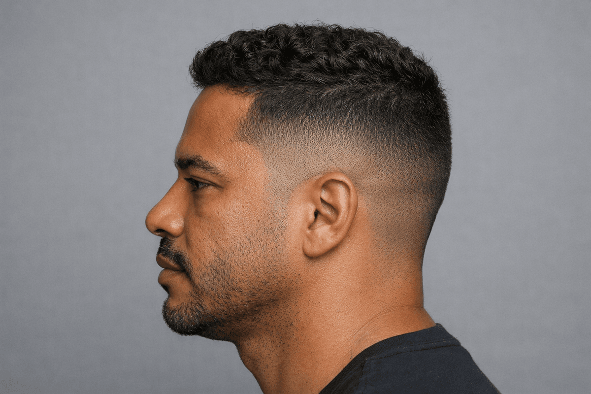 Mid fade com topo ondulado marcado