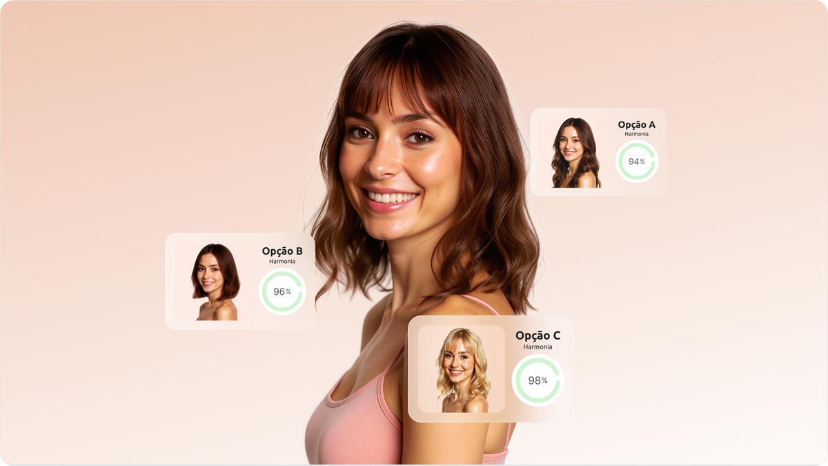 Modelo no meio com três tipos de corte que combinam com ela