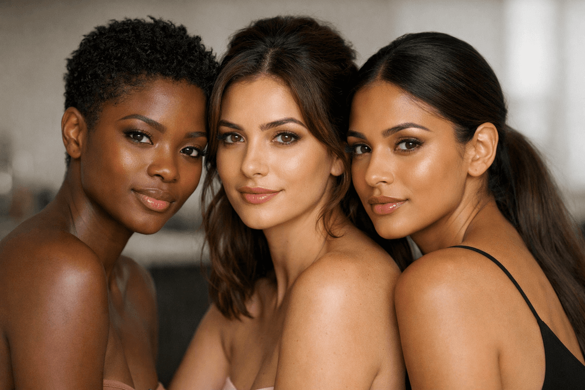 Comparação de três penteados em mulheres com diferentes comprimentos de cabelo