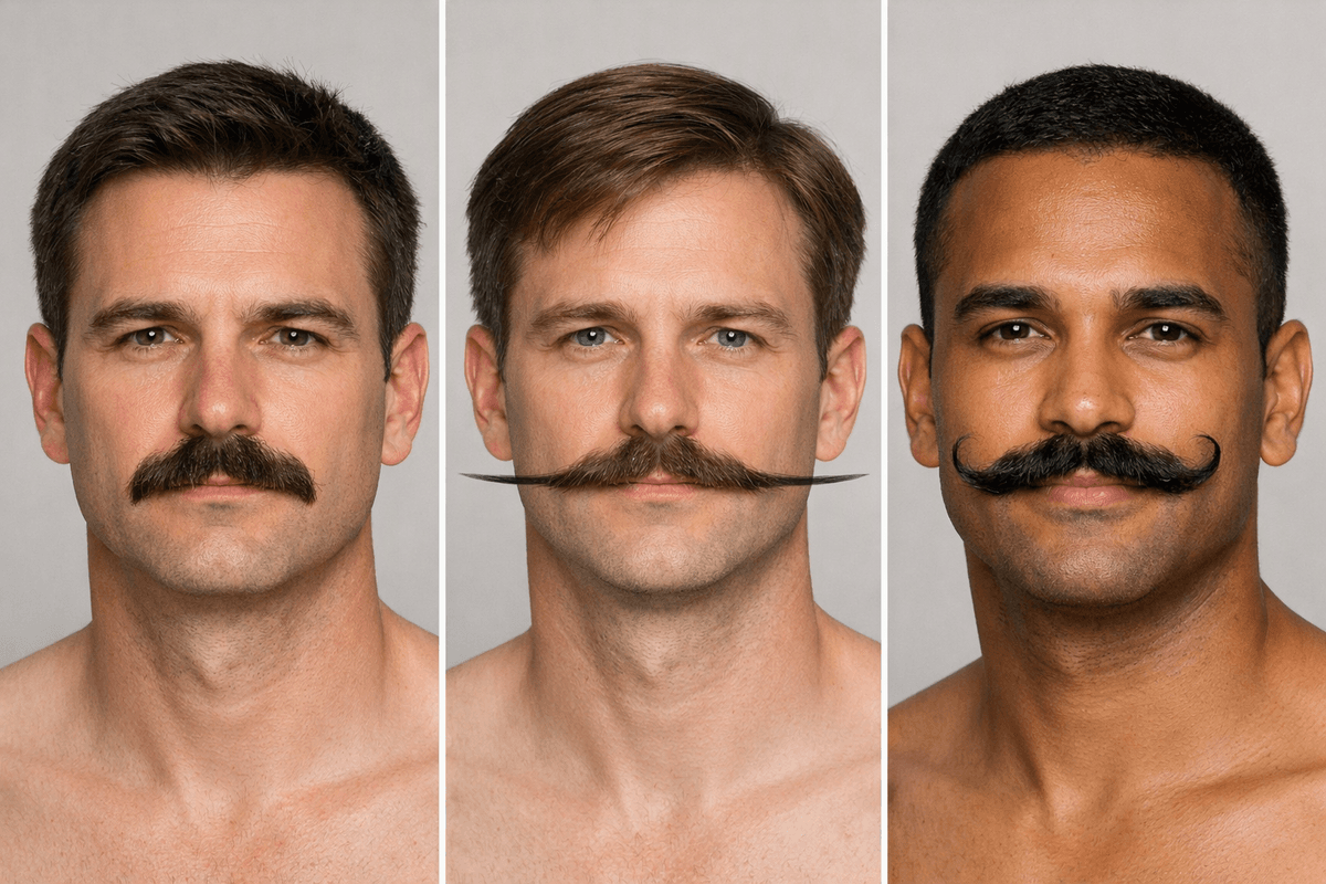 Referências de bigode chevron, inglês e handlebar