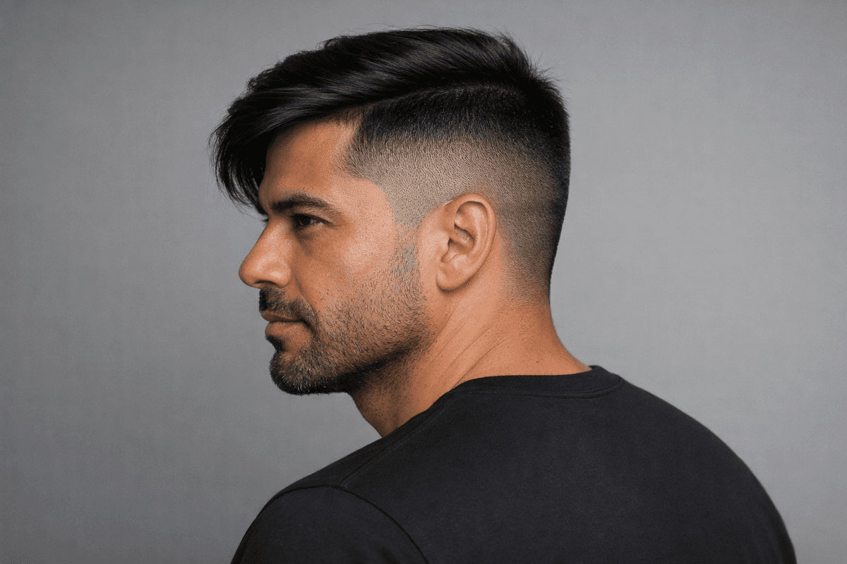 Undercut com topo penteado para o lado