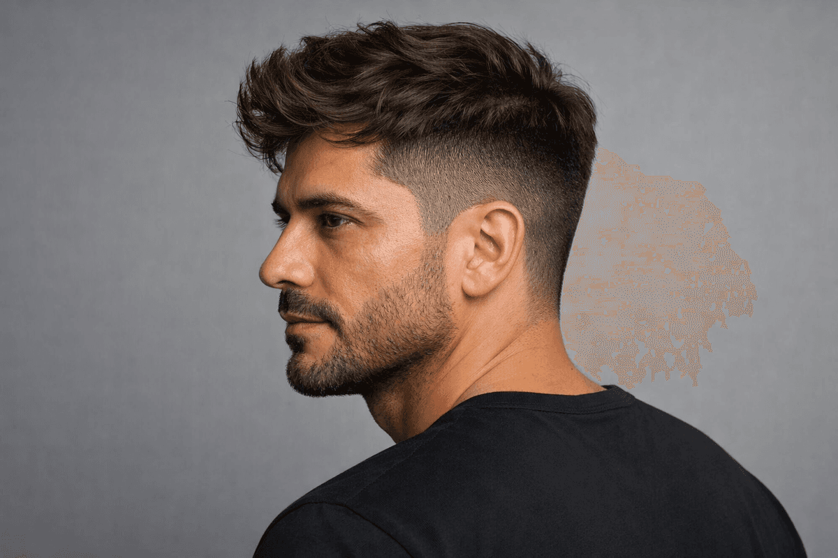 Undercut em cabelo ondulado com volume no topo