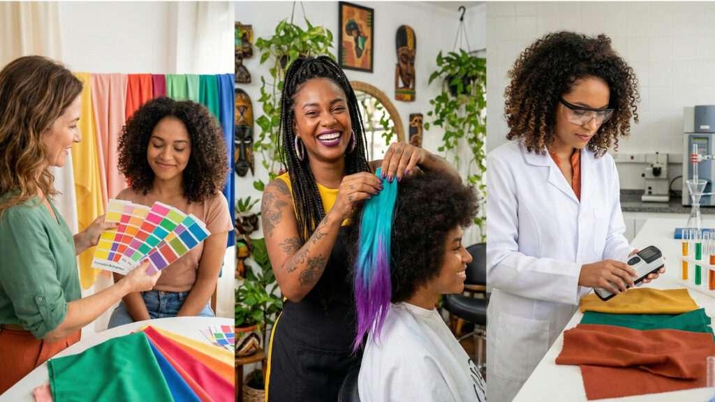 Mulheres fazendo 3 tipos de processos para descobrir sua coloração pessoal