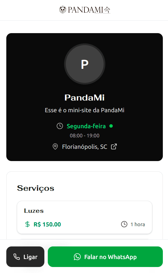 Exemplo de site profissional PandaMi com portfólio de cortes